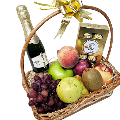 Cesta Love Fruit Luxo com Chocolate e Chandon