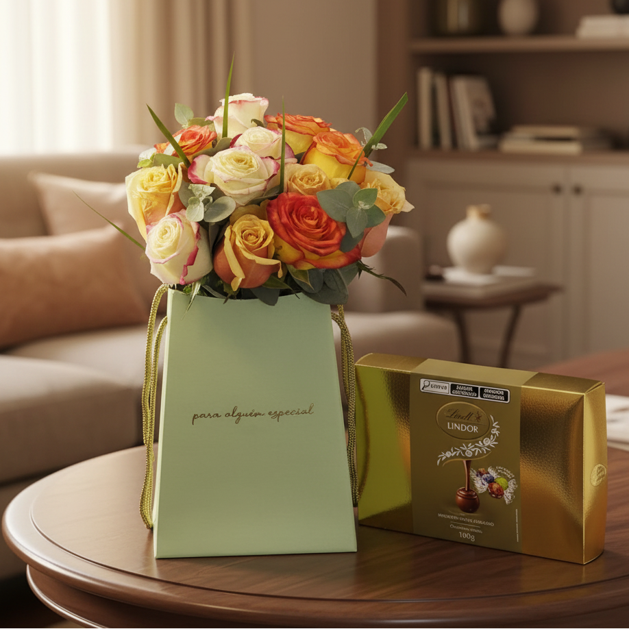 Buque Encanto Floral com Lindt Lindor