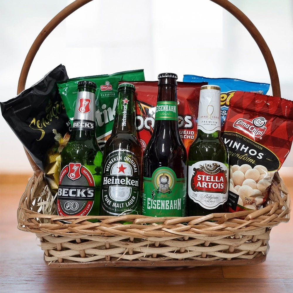 Cesta de Presentes Cervejas e Snacks
