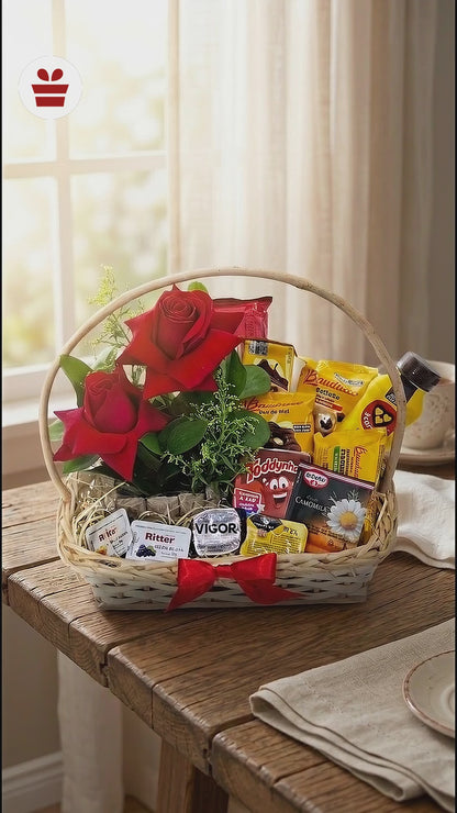 Cesta Café da Manhã com Rosas Importadas