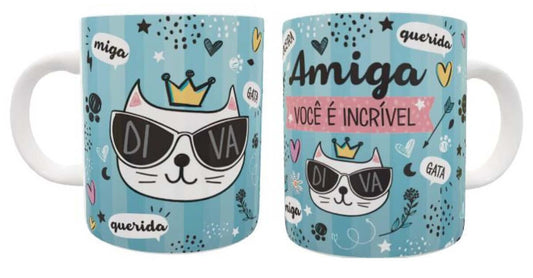 Caneca de Porcelana "Amiga Você é Incrível".