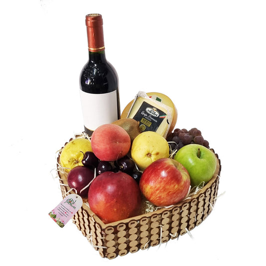 Cesta Love Fruit com Vinho e Queijos - Cestas Company