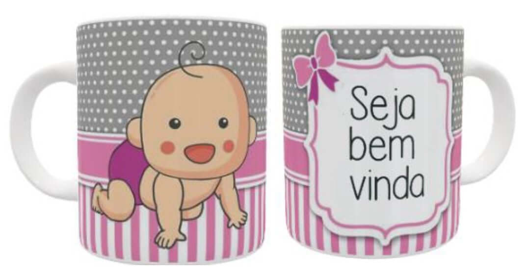 Caneca de Porcelana "Seja Bem Vinda" - Cestas Company