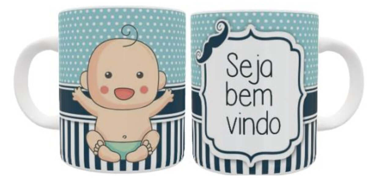 Caneca de Porcelana "Seja Bem Vindo" - Cestas Company